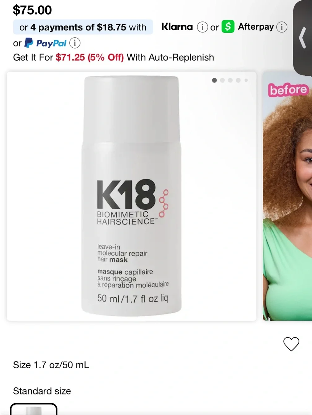 K18 Leave-In Molecular Repair Hair Mask — Full Size